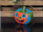Halloween Pumpkin Decor, Jack-o-Lantern for Trick or Treat Party, Holiday Decor or Seasonal Yard Decor, Handmade Mexican Talavera Pottery