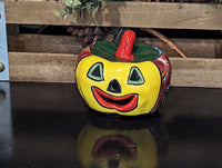 Halloween Pumpkin Decor, Jack-o-Lantern for Trick or Treat Party, Holiday Decor or Seasonal Yard Decor, Handmade Mexican Talavera Pottery