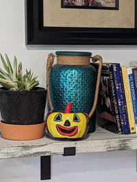 Halloween Pumpkin Decor, Jack-o-Lantern for Trick or Treat Party, Holiday Decor or Seasonal Yard Decor, Handmade Mexican Talavera Pottery