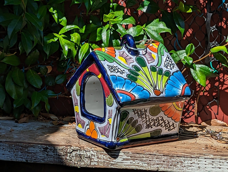 Ceramic Bird Feeder, Talavera Pottery, Decorative Outdoor Hanging Feeder Station, Handmade Mexican Pottery, Attract Wild Birds