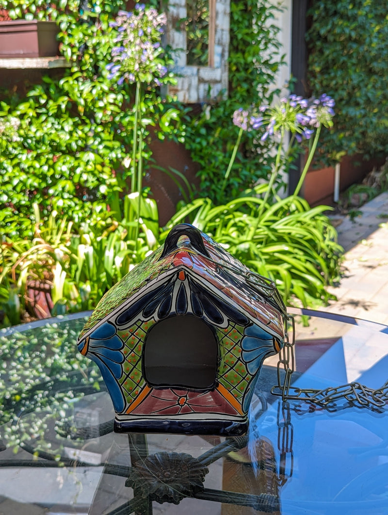 Ceramic Bird Feeder, Talavera Pottery, Decorative Outdoor Hanging Feeder Station, Handmade Mexican Pottery, Attract Wild Birds