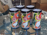 Five Talavera Ceramic Glasses, Handmade Talavera Pottery, Ceramic Water Glass Set for the Kitchen or Dining Room, Mexican Pottery