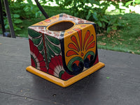 Facial Tissue Holder, Square Tissue Box, Talavera Pottery, Handmade in Mexico, 5" Tall Tissue Case