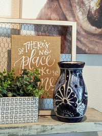 Blue Talavera Ceramic Vase | Handmade Mexican Pottery is Decorative Vase, Dried or Fresh Flowers, Colorful Home Decor