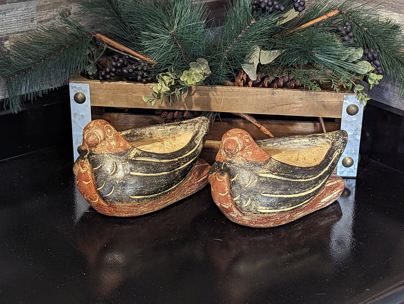 Dove Flower Pots (2), Mexican Clay Pottery for Indoor or Outdoor Home Decor, Pair of Two Small Planters for Yard, Garden or Porch Decor