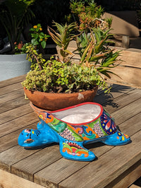 Talavera Turtle Planter, Handmade Mexican Pottery for Succulents or Flowers or Garden Decor, Ceramic Flower Pot for Outdoor or Home Decor