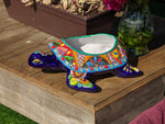 Talavera Turtle Planter, Handmade Mexican Pottery for Succulents or Flowers or Garden Decor, Ceramic Flower Pot for Outdoor or Home Decor