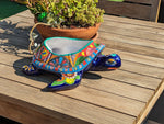 Talavera Turtle Planter, Handmade Mexican Pottery for Succulents or Flowers or Garden Decor, Ceramic Flower Pot for Outdoor or Home Decor