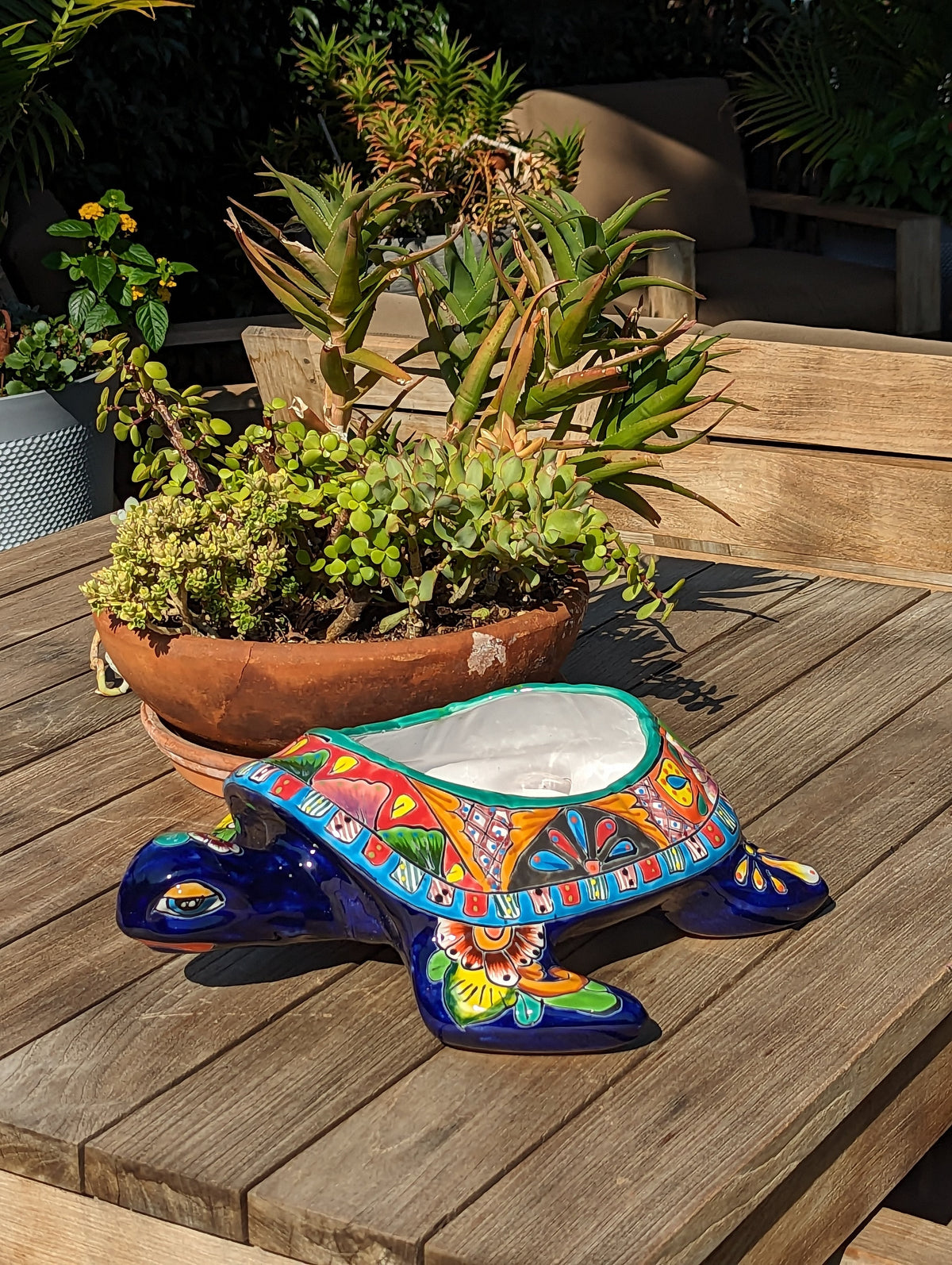 mexican outdoor plant pots Talavera Turtle Planter, Handmade Mexican Pottery for Succulents or Fl – LUV2BRD
