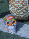 Halloween Skull Decor for Trick or Treat or Halloween Party, Holiday Decor or Seasonal Yard Decor, Handmade Mexican Talavera Pottery 12" H