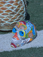 Halloween Skull Decor for Trick or Treat or Halloween Party, Holiday Decor or Seasonal Yard Decor, Handmade Mexican Talavera Pottery 12" H