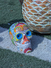 Halloween Skull Decor for Trick or Treat or Halloween Party, Holiday Decor or Seasonal Yard Decor, Handmade Mexican Talavera Pottery 12" H