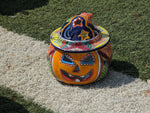 Pumpkin Halloween Decor, Indoor Halloween Party Decor or Outdoor Fall Decor, Handmade Mexican Talavera Pottery Home Decoration