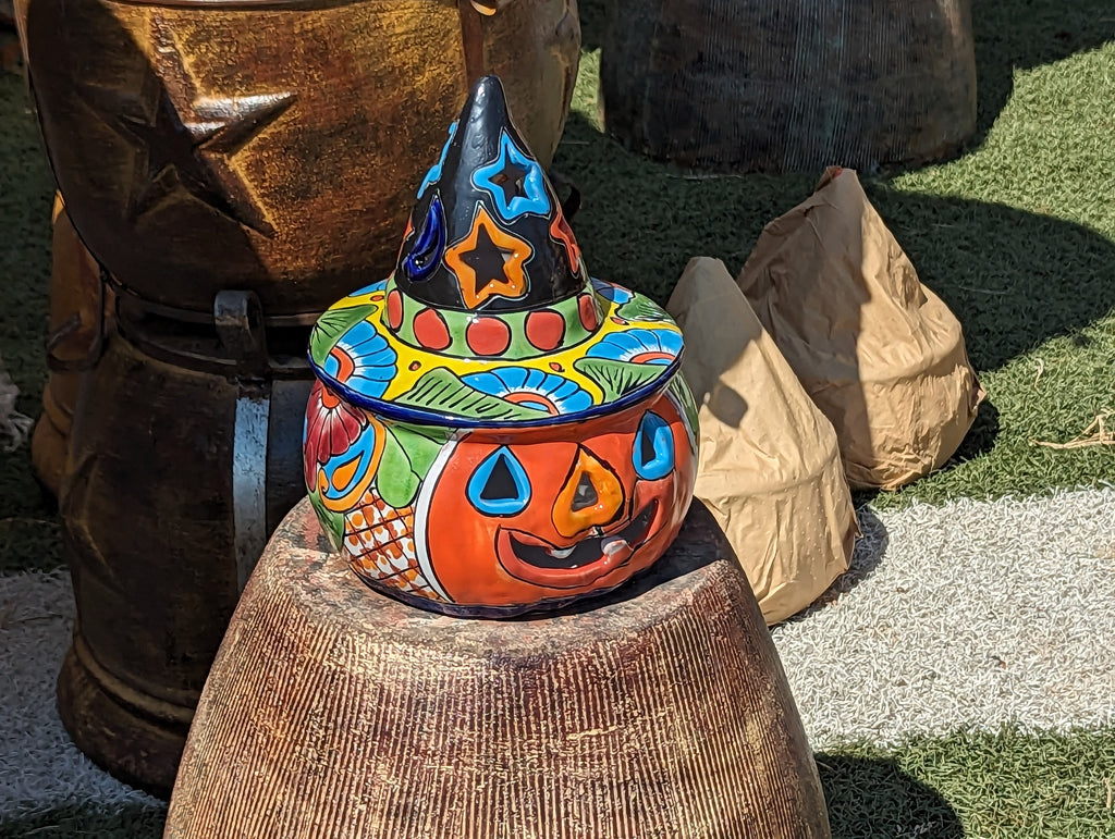 Pumpkin Halloween Talavera Pottery, Decorative Pumpkin, Handmade Mexican Talavera Art, Fall Garden Decor, Talavera Halloween Decor, Large