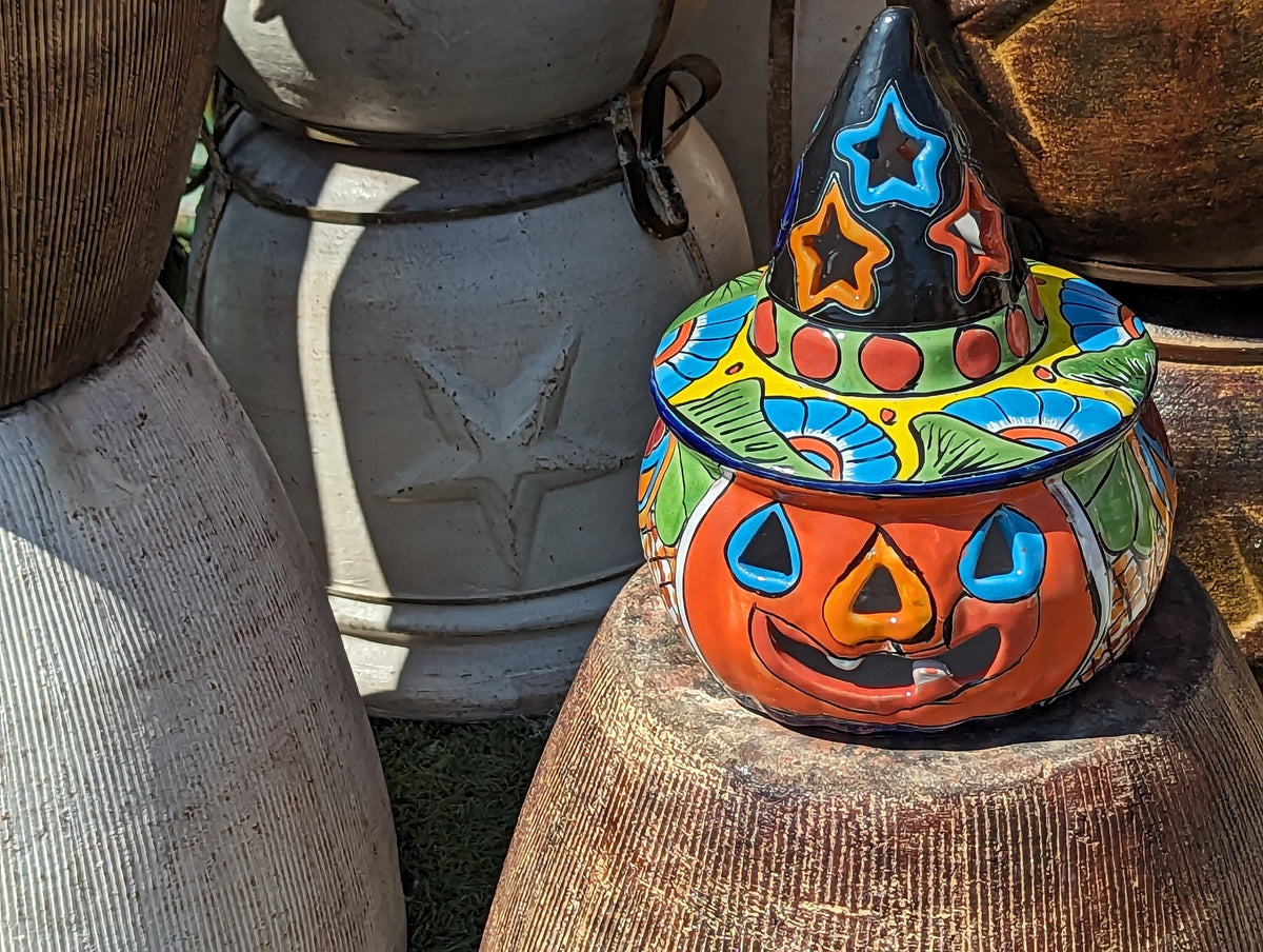 Pumpkin Halloween Talavera Pottery, Decorative Pumpkin, Handmade Mexican Talavera Art, Fall Garden Decor, Talavera Halloween Decor, Large