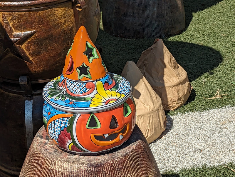 Pumpkin Halloween Talavera Pottery, Decorative Pumpkin, Handmade Mexican Talavera Art, Fall Garden Decor, Talavera Halloween Decor, Large