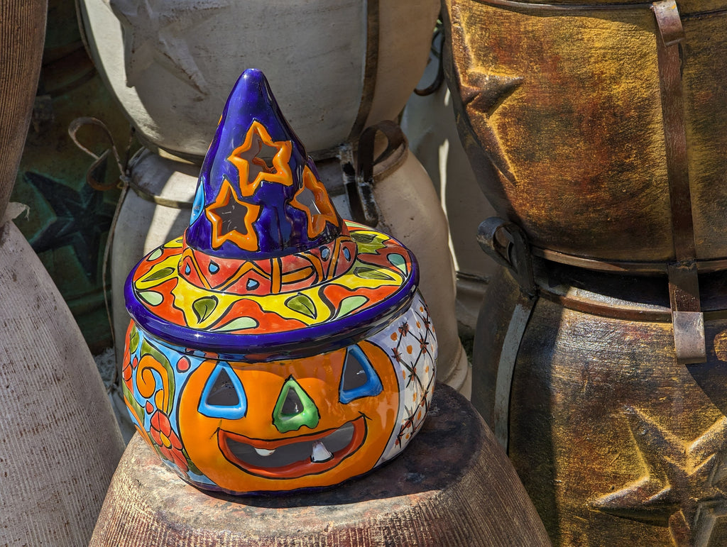 Pumpkin Halloween Talavera Pottery, Decorative Pumpkin, Handmade Mexican Talavera Art, Fall Garden Decor, Talavera Halloween Decor, Large