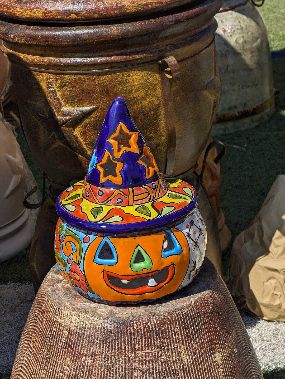 Pumpkin Halloween Talavera Pottery, Decorative Pumpkin, Handmade Mexican Talavera Art, Fall Garden Decor, Talavera Halloween Decor, Large