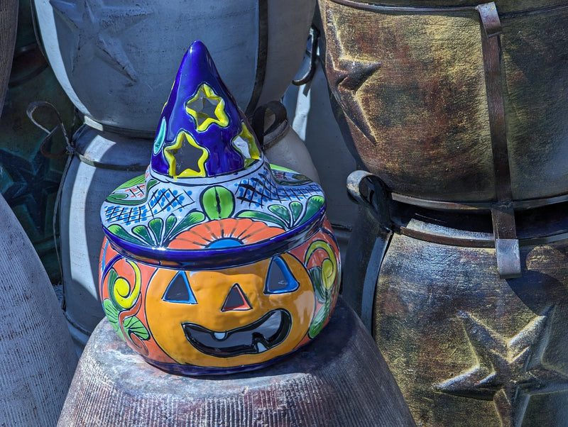 Pumpkin Halloween Talavera Pottery, Decorative Pumpkin, Handmade Mexican Talavera Art, Fall Garden Decor, Talavera Halloween Decor, Large