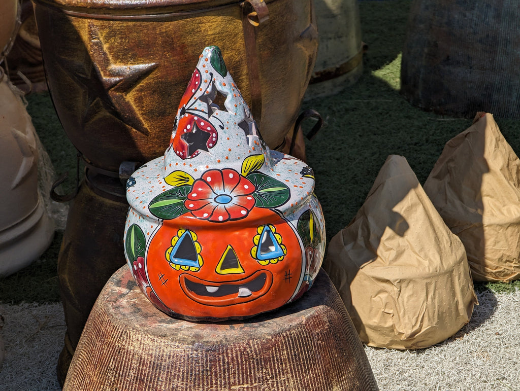 Pumpkin Halloween Talavera Pottery, Decorative Pumpkin, Handmade Mexican Talavera Art, Fall Garden Decor, Talavera Halloween Decor, Large