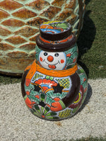 Frosty the Snowman Christmas Yard Art, Talavera Pottery, Porch Snowman, Snowman Porch Decor, Snowman Yard Art, Handmade In Mexico