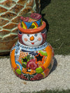 Frosty the Snowman Christmas Yard Art, Talavera Pottery, Porch Snowman, Snowman Porch Decor, Snowman Yard Art, Handmade In Mexico