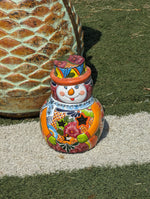 Frosty the Snowman Christmas Yard Art, Talavera Pottery, Porch Snowman, Snowman Porch Decor, Snowman Yard Art, Handmade In Mexico