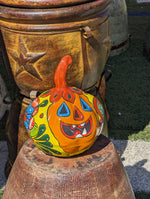 Halloween Pumpkin Decor, Jack-o-Lantern for Trick or Treat Party, Holiday Decor or Seasonal Yard Decor, Handmade Mexican Talavera Pottery