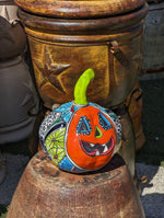 Unique Halloween Pumpkin for Trick or Treat Party, Halloween Gift or Seasonal Fall Decor, Handmade Mexican Talavera Pottery