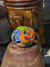 Halloween Pumpkin Decor, Jack-o-Lantern for Trick or Treat Party, Holiday Decor or Seasonal Yard Decor, Handmade Mexican Talavera Pottery