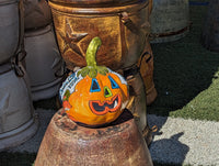 Halloween Pumpkin Decor, Jack-o-Lantern for Trick or Treat Party, Holiday Decor or Seasonal Yard Decor, Handmade Mexican Talavera Pottery