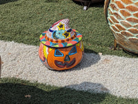 Pumpkin Halloween Decor, Indoor Halloween Party Decor or Outdoor Fall Decor, Handmade Mexican Talavera Pottery Home Decoration
