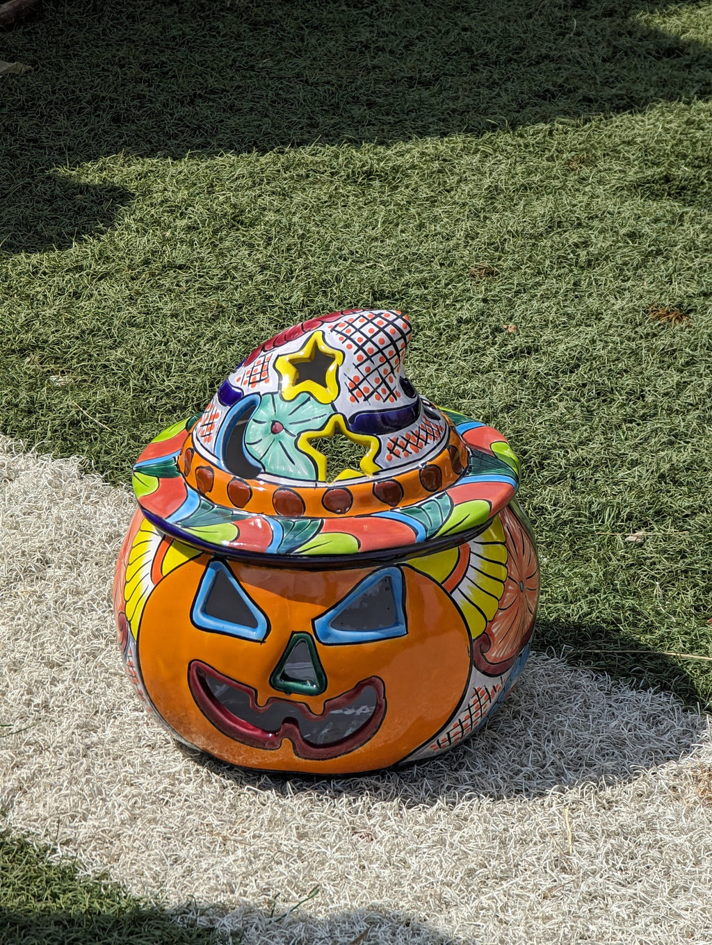 Pumpkin Halloween Decor, Indoor Halloween Party Decor or Outdoor Fall Decor, Handmade Mexican Talavera Pottery Home Decoration