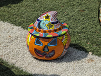 Pumpkin Halloween Decor, Indoor Halloween Party Decor or Outdoor Fall Decor, Handmade Mexican Talavera Pottery Home Decoration
