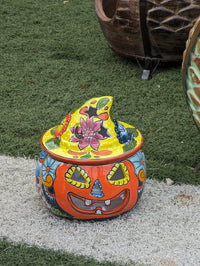 Pumpkin Halloween Decor, Indoor Halloween Party Decor or Outdoor Fall Decor, Handmade Mexican Talavera Pottery Home Decoration