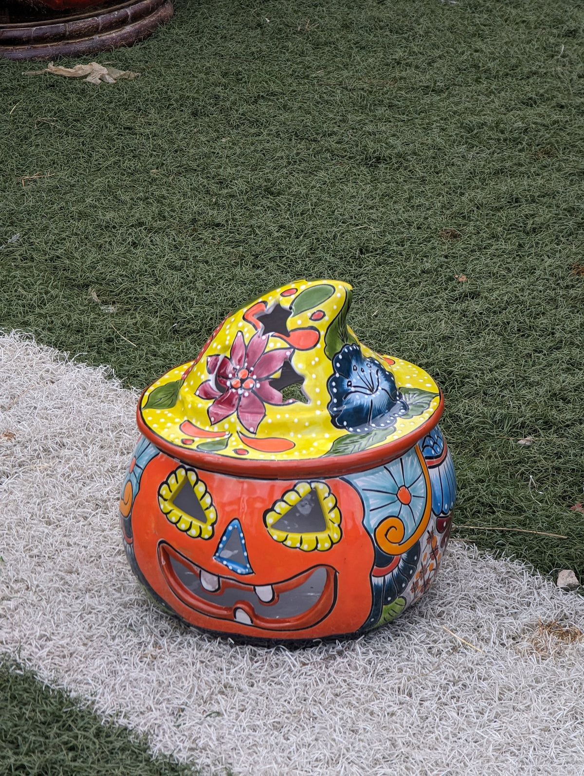 Pumpkin Halloween Decor, Indoor Halloween Party Decor or Outdoor Fall Decor, Handmade Mexican Talavera Pottery Home Decoration