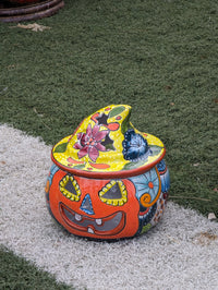 Pumpkin Halloween Decor, Indoor Halloween Party Decor or Outdoor Fall Decor, Handmade Mexican Talavera Pottery Home Decoration