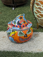 Pumpkin Halloween Decor, Indoor Halloween Party Decor or Outdoor Fall Decor, Handmade Mexican Talavera Pottery Home Decoration