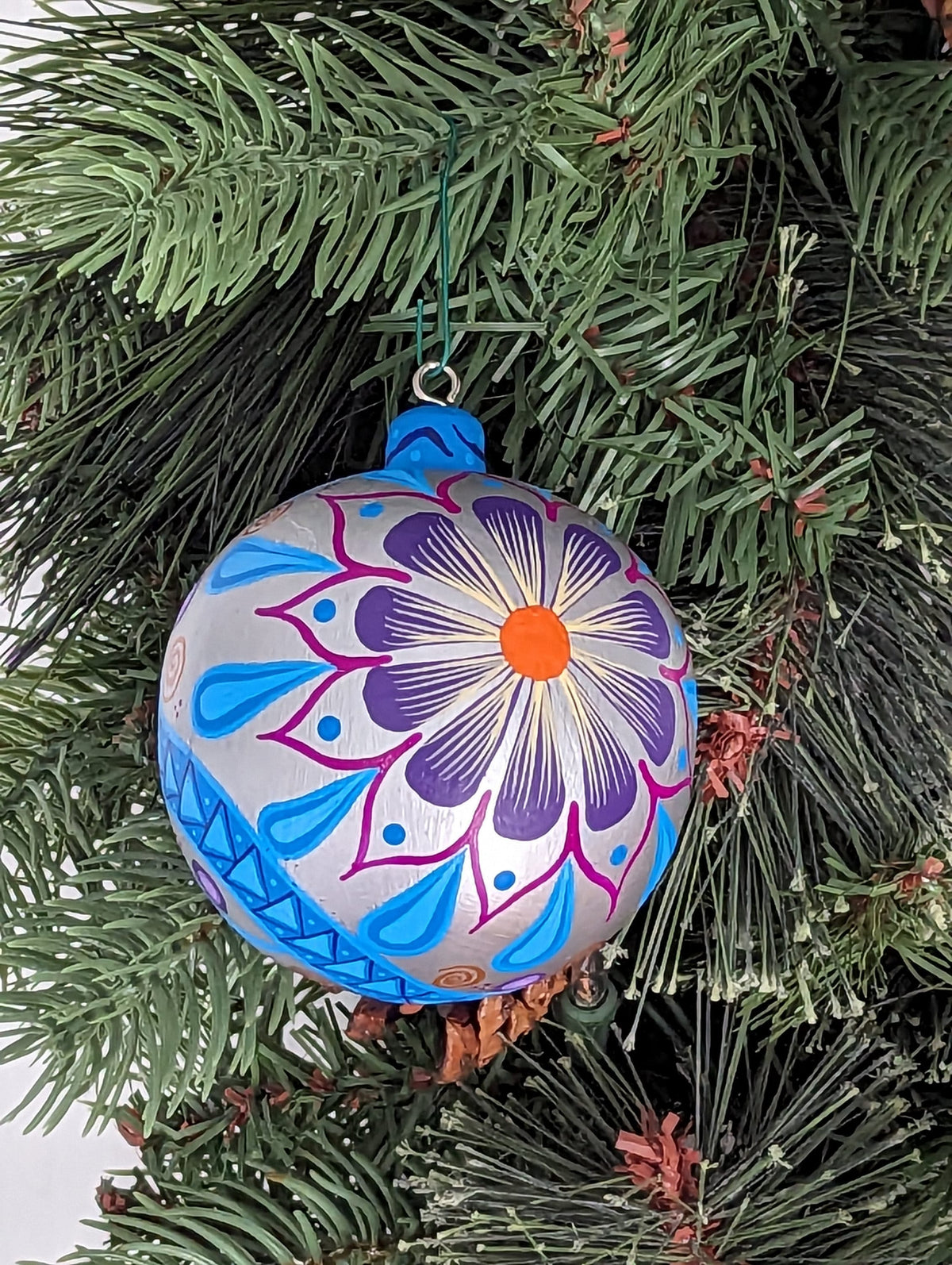Christmas Ornaments: Unique Mexican Christmas Decor features festive patterns & bold colors, Hand Painted Wood Ornament for Christmas Tree