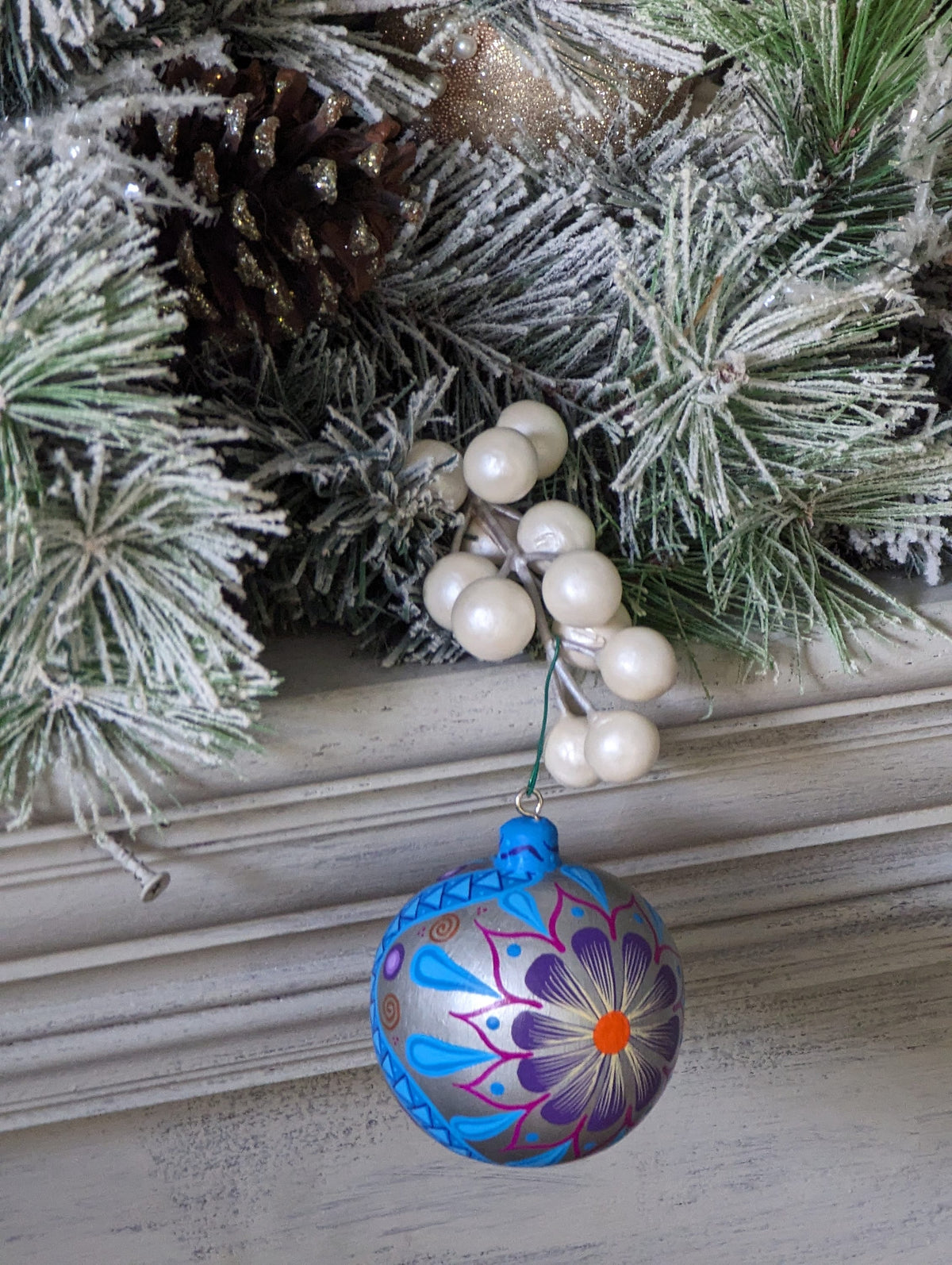 Christmas Ornaments: Unique Mexican Christmas Decor features festive patterns & bold colors, Hand Painted Wood Ornament for Christmas Tree