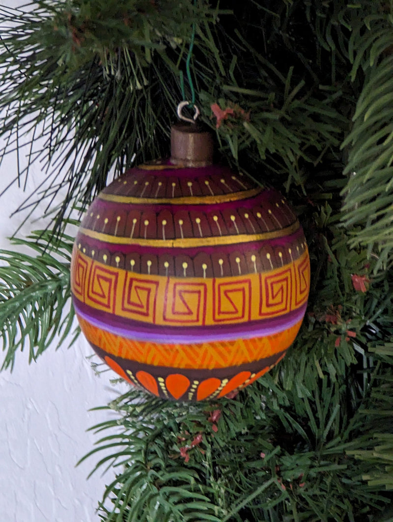 Christmas Ornaments: Unique Mexican Christmas Decor features festive patterns & bold colors, Hand Painted Wood Ornament for Christmas Tree