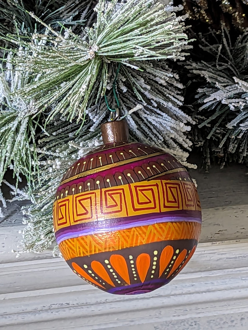 Christmas Ornaments: Unique Mexican Christmas Decor features festive patterns & bold colors, Hand Painted Wood Ornament for Christmas Tree