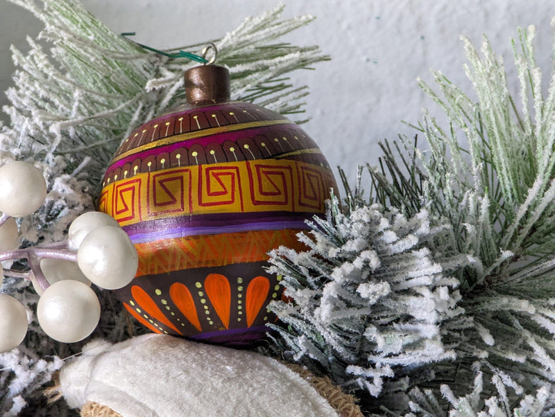 Christmas Ornaments: Unique Mexican Christmas Decor features festive patterns & bold colors, Hand Painted Wood Ornament for Christmas Tree