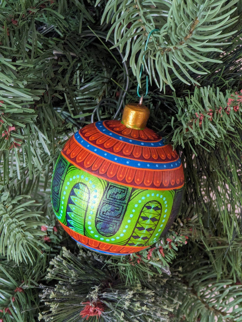 Christmas Ornaments: Unique Mexican Christmas Decor features festive patterns & bold colors, Hand Painted Wood Ornament for Christmas Tree