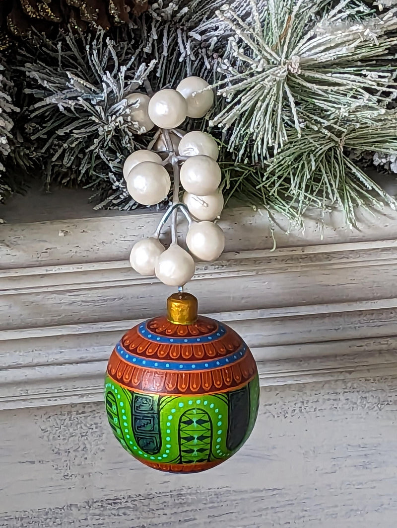 Christmas Ornaments: Unique Mexican Christmas Decor features festive patterns & bold colors, Hand Painted Wood Ornament for Christmas Tree