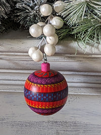 Christmas Ornaments: Unique Mexican Christmas Decor features festive patterns & bold colors, Hand Painted Wood Ornament for Christmas Tree