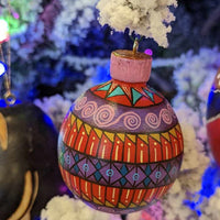 Christmas Ornaments: Unique Mexican Christmas Decor features festive patterns & bold colors, Hand Painted Wood Ornament for Christmas Tree