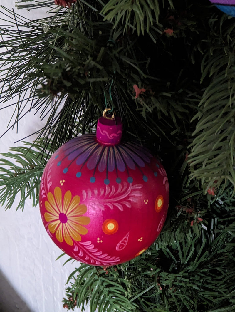 Christmas Ornaments: Unique Mexican Christmas Decor features festive patterns & bold colors, Hand Painted Wood Ornament for Christmas Tree