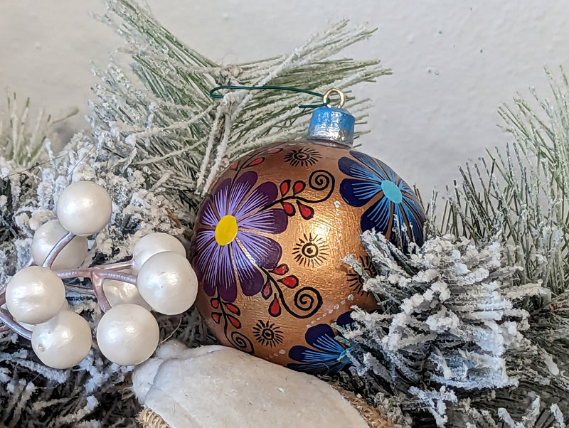 Christmas Ornaments: Unique Mexican Christmas Decor features festive patterns & bold colors, Hand Painted Wood Ornament for Christmas Tree