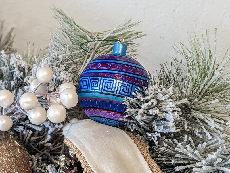 Christmas Ornaments: Unique Mexican Christmas Decor features festive patterns & bold colors, Hand Painted Wood Ornament for Christmas Tree